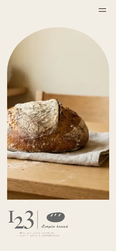 123 Simple breadのスマートフォン表示（トップ）